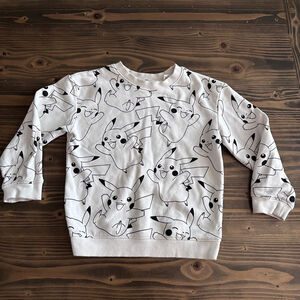Boys H&M Pikachu Sweatshirt 4-6A White Pokemon Graphic Pullover